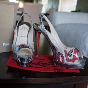 AUTHENTIC Christian Louboutin Cate Trash 140 PVC/Specchio Calf